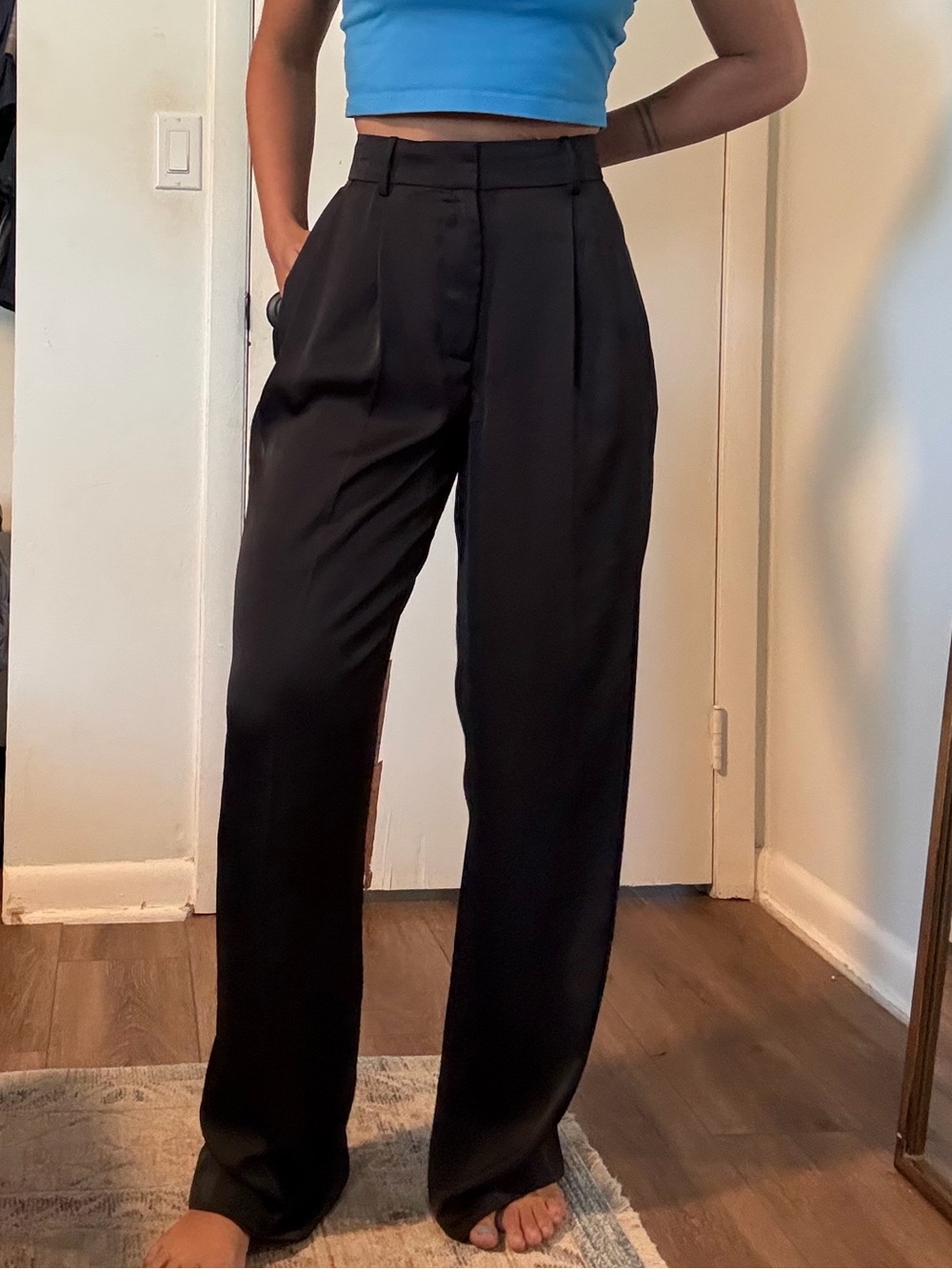 Michael Kors Black High-Waist Wide-Leg Trousers